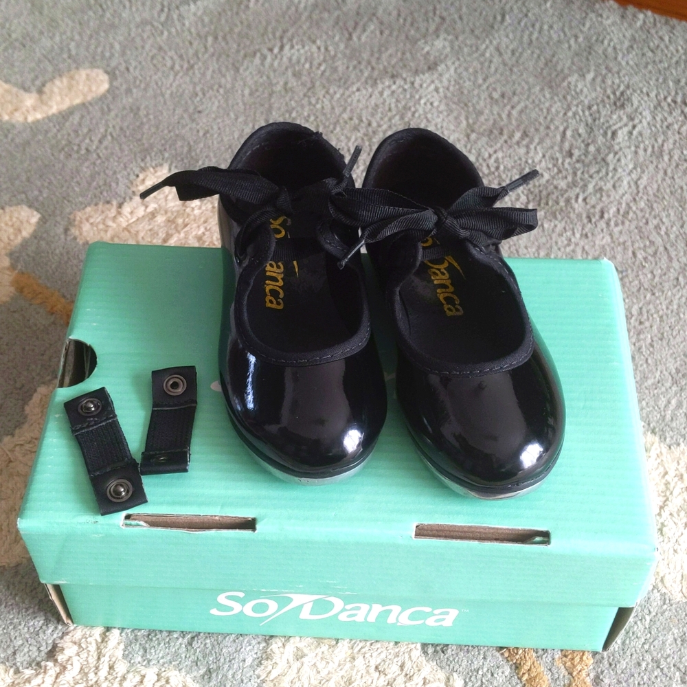 Black patent tap shoes